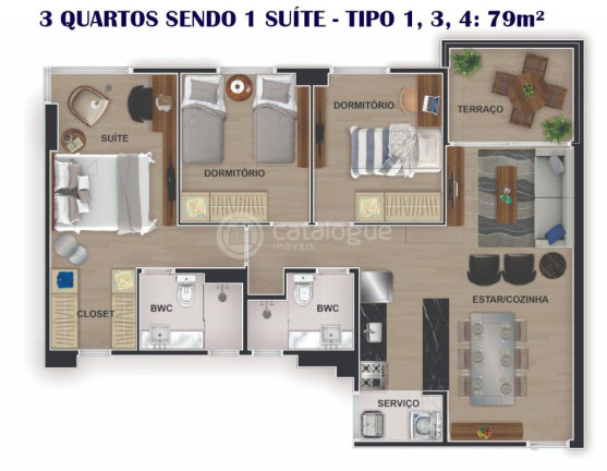 Imagem Apartamento com 3 Quartos à Venda, 79 m² em Capim Macio - Natal Imagem Apartamento com 3 Quartos à Venda, 79 m² em Capim Macio - Natal