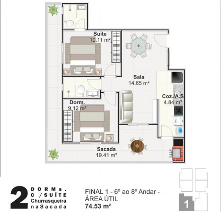 Imagem Apartamento com 2 Quartos à Venda, 75 m² em Mirim - Praia Grande