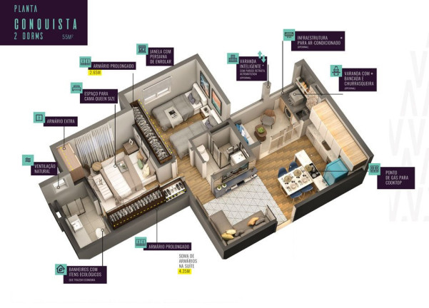Imagem Apartamento com 2 Quartos à Venda, 55 m² em Vila Industrial - São José Dos Campos