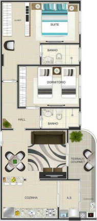 Apartamento com 2 Quartos à Venda, 84 m² em Caiçara - Praia Grande