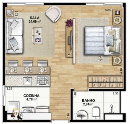 Imagem Apartamento com 1 Quarto à Venda, 35 m² em Jardim Stella - Santo André