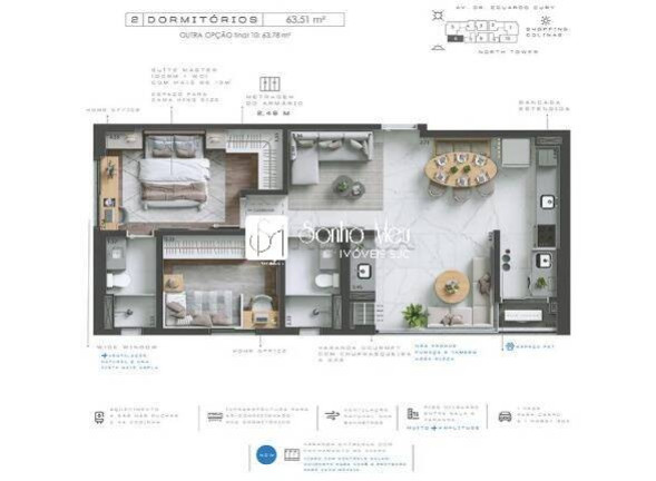 Imagem Apartamento com 2 Quartos à Venda, 63 m² em Jardim Das Colinas - São José Dos Campos