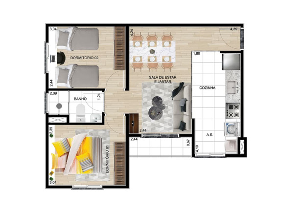 Imagem Apartamento com 2 Quartos à Venda, em Laranjeiras - Caieiras Imagem Apartamento com 2 Quartos à Venda, em Laranjeiras - Caieiras