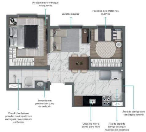 Foto do imóvel Apartamento com 2 Quartos à Venda, 45 m² em Santo Amaro - São Paulo