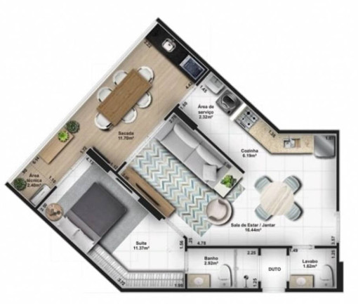 Imagem Apartamento com 1 Quarto à Venda, 60 m² em Guilhermina - Praia Grande