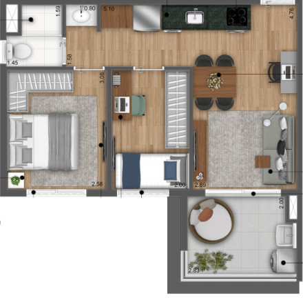 Imagem Apartamento com 1 Quarto à Venda, 45 m² em Mirandópolis - São Paulo