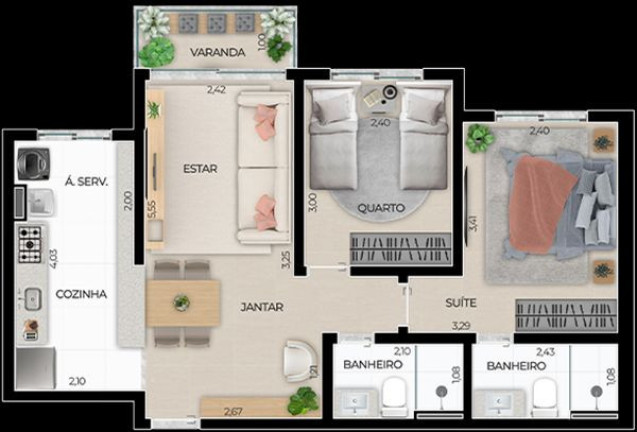 Imagem Apartamento com 2 Quartos à Venda, 54 m² em São Luís - Volta Redonda