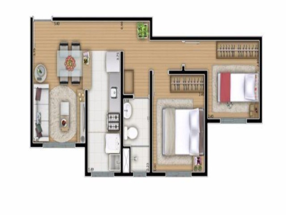 Imagem Apartamento com 2 Quartos à Venda, 48 m² em Parque Nações Unidas - São Paulo