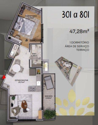Imagem Apartamento com 1 Quarto à Venda, 44 m² em Coqueiros - Florianópolis