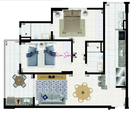 Apartamento com 2 Quartos à Venda, 83 m² em Aviação - Praia Grande