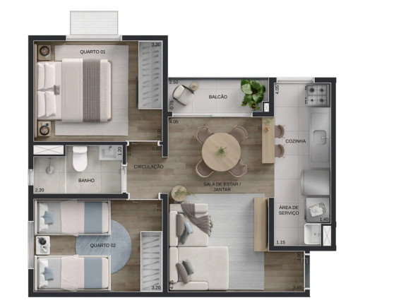 Imagem Apartamento com 2 Quartos à Venda, 61 m² em Parque Amazônia - Goiânia