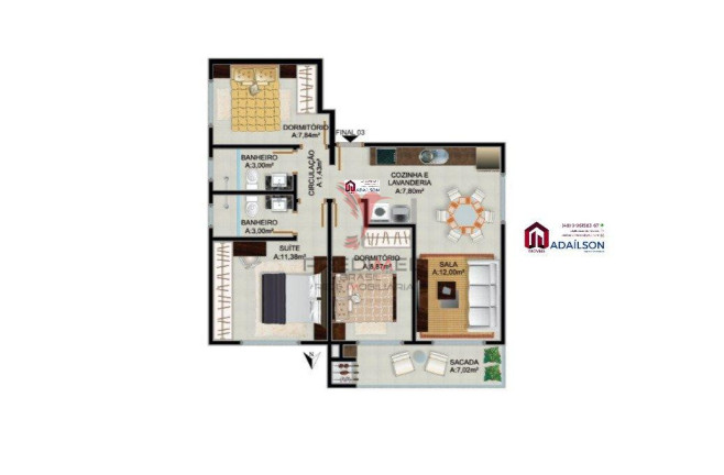 Imagem Apartamento com 2 Quartos à Venda, 65 m² em Pagani - Palhoça Imagem Apartamento com 2 Quartos à Venda, 65 m² em Pagani - Palhoça
