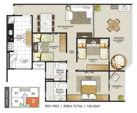 Imagem Apartamento com 3 Quartos à Venda, 100 m² em Praia Do Morro - Guarapari