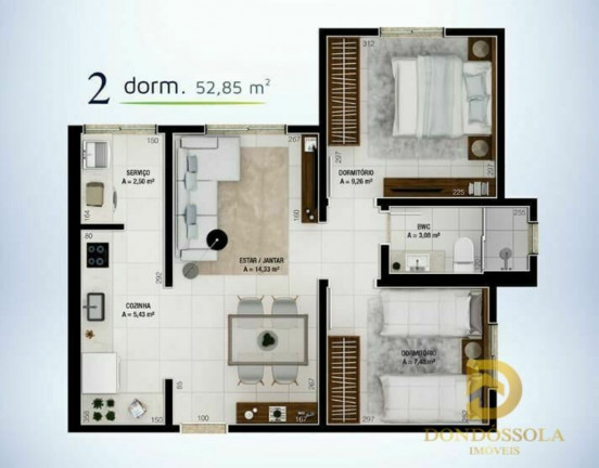 Imagem Apartamento com 3 Quartos à Venda, 69 m² em Cristo Rei - Içara