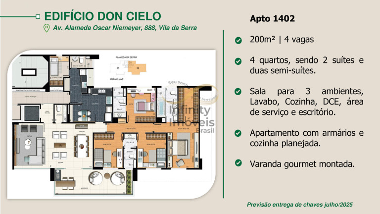 Imagem Apartamento com 4 Quartos à Venda, 200 m² em Vila Da Serra - Nova Lima