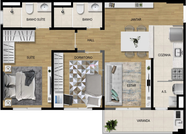 Imagem Apartamento com 2 Quartos à Venda, 53 m² em Jardim Carolina - Jundiaí