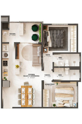 Imagem Apartamento com 2 Quartos à Venda, 74 m² em Gravatá - Navegantes