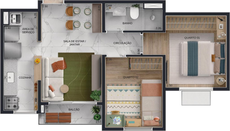 Imagem Apartamento com 2 Quartos à Venda, 61 m² em Parque Amazônia - Goiânia