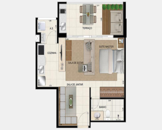 Imagem Imóvel com 1 Quarto à Venda, 48 m² em In Design Residence - Jundiaí Imagem Imóvel com 1 Quarto à Venda, 48 m² em In Design Residence - Jundiaí