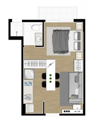 Imagem Apartamento com 1 Quarto à Venda, 32 m² em Portão - Curitiba