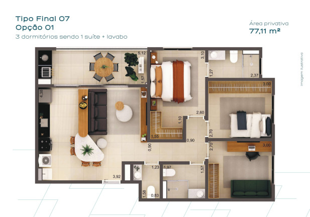 Imagem Imóvel com 3 Quartos à Venda, 77 m² em Quintas De São José - Ribeirão Preto