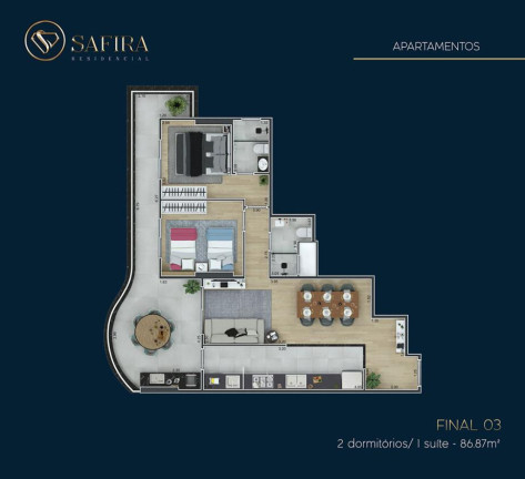 Imagem Apartamento com 2 Quartos à Venda, 74 m² em Guilhermina - Praia Grande