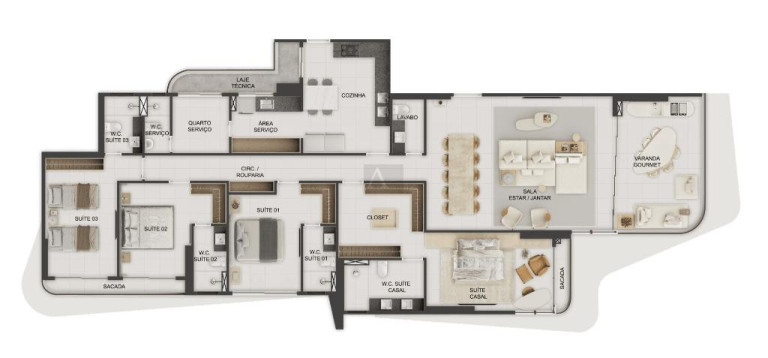 Imagem Apartamento com 4 Quartos à Venda, 214 m² em Altiplano Cabo Branco - João Pessoa