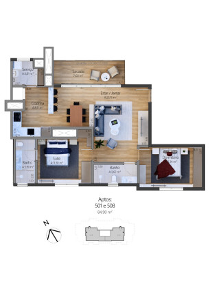Imagem Apartamento com 1 Quarto à Venda, 54 m² em Moura - Gramado