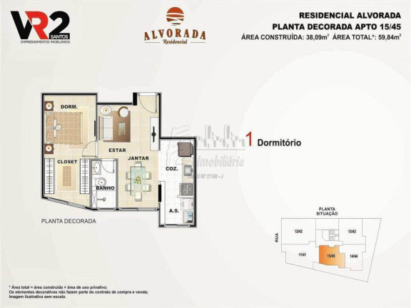 Imagem Apartamento com 1 Quarto à Venda, 38 m² em Centro - Sao Vicente