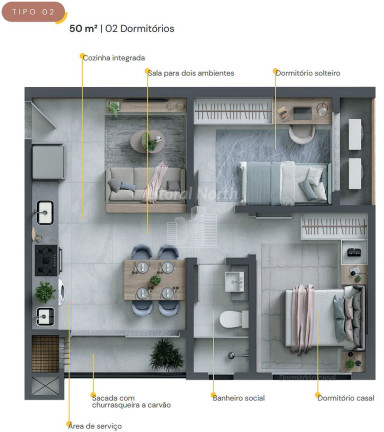Imagem Apartamento com 2 Quartos à Venda, 54 m² em Dom Bosco - Itajaí