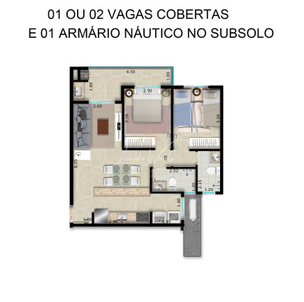 Apartamento com 2 Quartos à Venda, 61 m² em Itaguá - Ubatuba