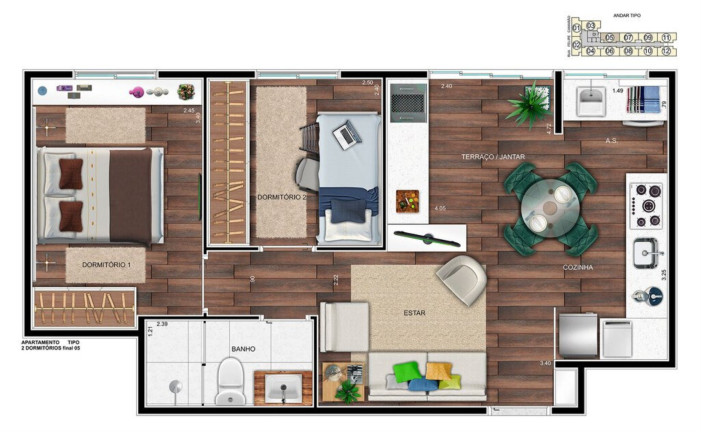 Imagem Imóvel com 2 Quartos à Venda, 46 m² em Centro - Diadema