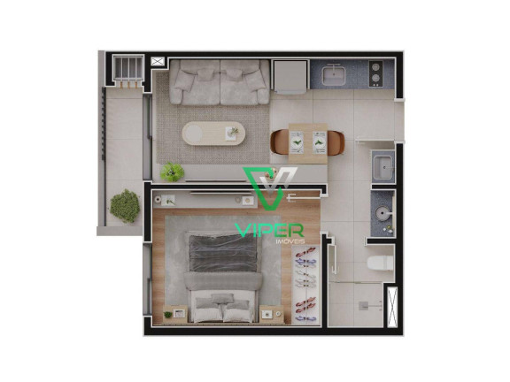 Imagem Apartamento com 1 Quarto à Venda, 22 m² em Alto Da Glória - Curitiba
