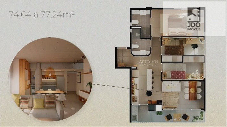 Imagem Apartamento com 3 Quartos à Venda, 75 m² em água Verde - Curitiba Imagem Apartamento com 3 Quartos à Venda, 75 m² em água Verde - Curitiba
