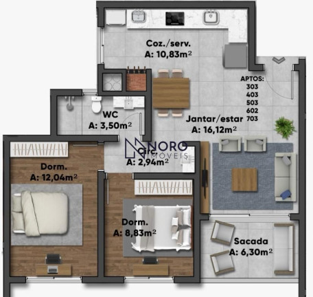 Imagem Apartamento com 2 Quartos à Venda, 69 m² em Camobi - Santa Maria Imagem Apartamento com 2 Quartos à Venda, 69 m² em Camobi - Santa Maria