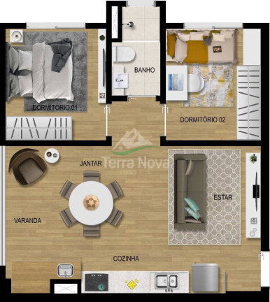 Imagem Apartamento com 2 Quartos à Venda, 53 m² em Jardim Carolina - Jundiaí