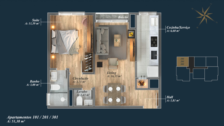 Imagem Apartamento com 1 Quarto à Venda, 51 m² em Av. Central - Gramado Imagem Apartamento com 1 Quarto à Venda, 51 m² em Av. Central - Gramado