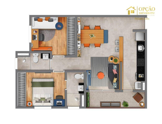 Imagem Apartamento com 2 Quartos à Venda, 57 m² em Itu Novo Centro - Itu Imagem Apartamento com 2 Quartos à Venda, 57 m² em Itu Novo Centro - Itu