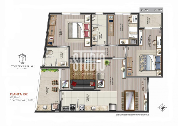 Imagem Apartamento com 3 Quartos à Venda, 108 m² em Aurora - Carlos Barbosa Imagem Apartamento com 3 Quartos à Venda, 108 m² em Aurora - Carlos Barbosa