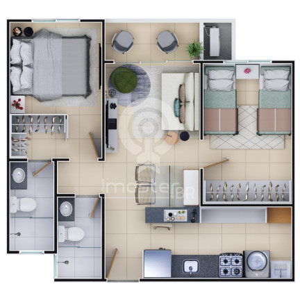 Imagem Apartamento com 2 Quartos à Venda, 45 m² em Messejana - Fortaleza