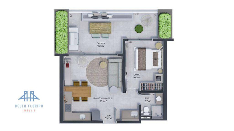 Apartamento com 2 Quartos à Venda, 74 m² em Estreito - Florianópolis