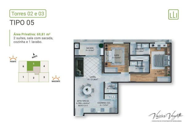 Imagem Apartamento com 2 Quartos à Venda, 69 m² em Várzea Do Ranchinho - Itapema