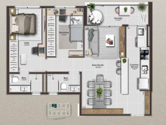 Imagem Apartamento com 2 Quartos à Venda, 68 m² em Floresta - São José Imagem Apartamento com 2 Quartos à Venda, 68 m² em Floresta - São José