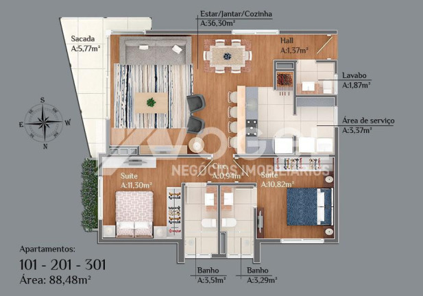 Imagem Apartamento com 2 Quartos à Venda, 72 m² em Centro  - Gramado