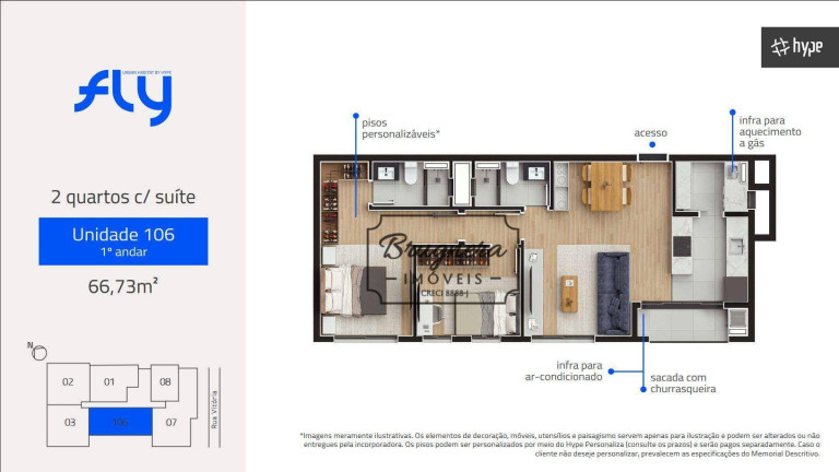Apartamento com 2 Quartos à Venda, 62 m² em Cabral - Curitiba