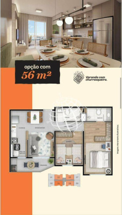 Apartamento com 2 Quartos à Venda, 54 m² em Residencial Moradas Do Bosque - Bom Jesus Dos Perdões