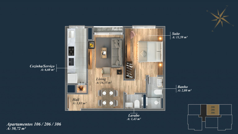 Imagem Apartamento com 1 Quarto à Venda, 51 m² em Av. Central - Gramado Imagem Apartamento com 1 Quarto à Venda, 51 m² em Av. Central - Gramado