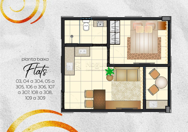 Flat com 1 Quarto à Venda, 35 m² em Porto De Galinhas - Ipojuca