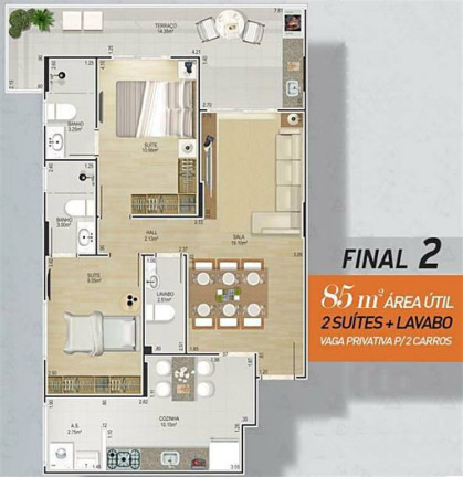 Apartamento com 2 Quartos à Venda, 85 m² em Canto Do Forte - Praia Grande