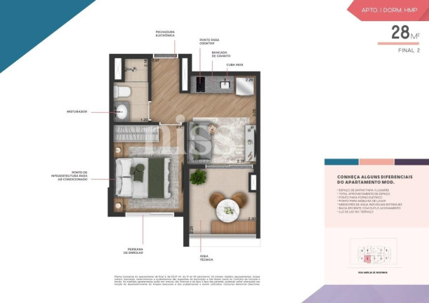 Imagem Imóvel com 1 Quarto à Venda, 22 m² em Pinheiros - São Paulo